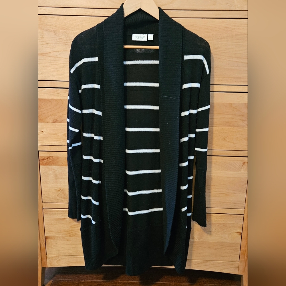 Black stripe cocoon cardigan